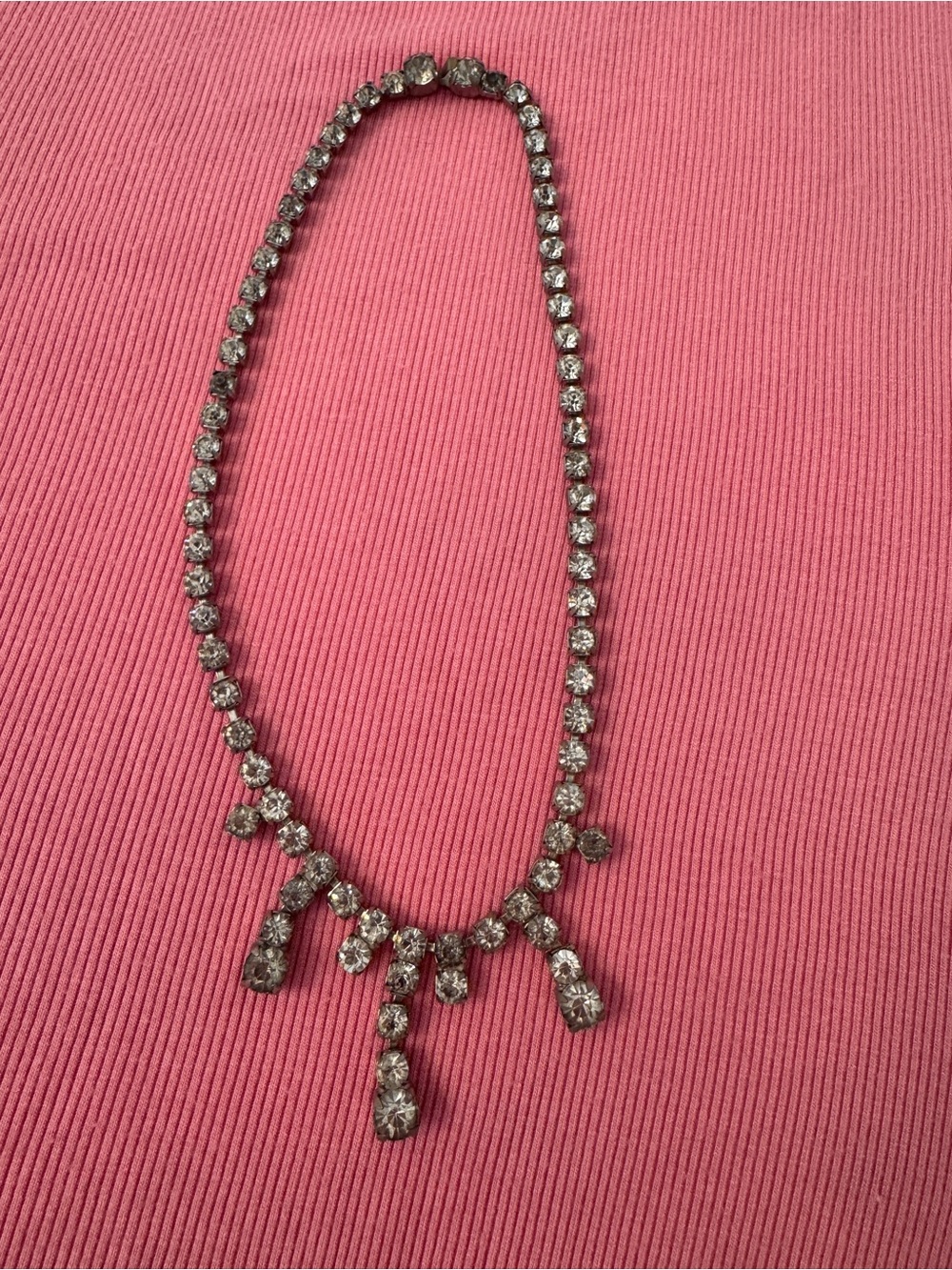 Art Deco style Crystal Drop Statement choker Necklace - Silver Tone 15"